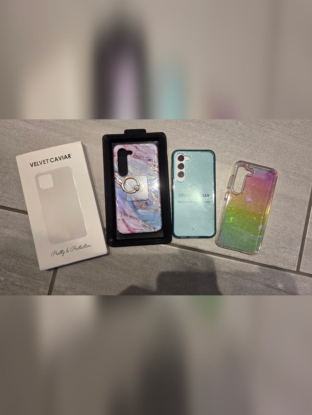 2 Velvet Caviar Phone CaseS and 1 Generic Clear Sparkly Case For S23